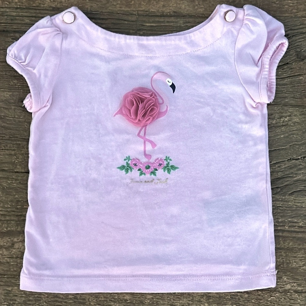 Janie and Jack Pink Flamingo Spring Top Size 6-12m
